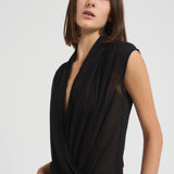 Body donna in jersey di viscosa nero VALLE 003 MAX MARA STUDIO