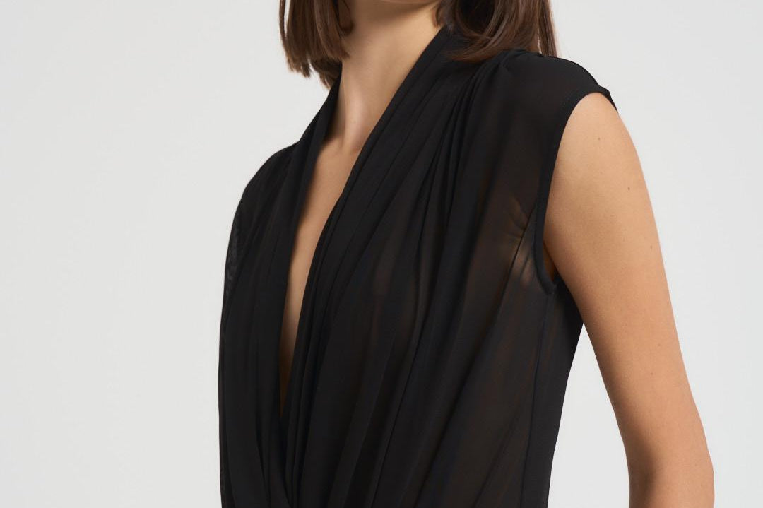 Body donna in jersey di viscosa nero VALLE 003 MAX MARA STUDIO