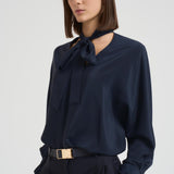 Blusa donna con fusciacca blu notte CACO 045 MAX MARA STUDIO