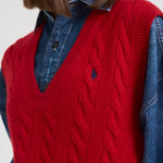 Gilet donna a treccia rosso 211949994 004 RALPH LAUREN