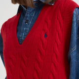 Gilet donna a treccia rosso 211949994 004 RALPH LAUREN