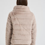 Piumino donna in eco pelliccia beige PI001935D 1985 HERNO