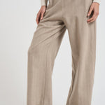 Pantalone donna carrot fit gessato tortora L33 GEST LIVIANA CONTI
