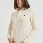 Maglia polo donna a treccia panna 211972132 001 RALPH LAUREN
