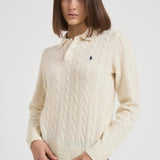 Maglia polo donna a treccia panna 211972132 001 RALPH LAUREN