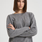Maglia donna girocollo grigio KAIRA DARKHEATHERWAY ABSOLUT CASHMERE.