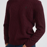 Maglia uomo a treccia bordeaux 710876762 011 RALPH LAUREN