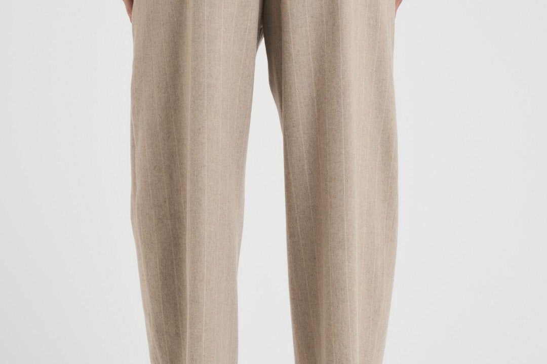Pantalone donna carrot fit gessato tortora L33 GEST LIVIANA CONTI