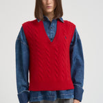 Gilet donna a treccia rosso 211949994 004 RALPH LAUREN