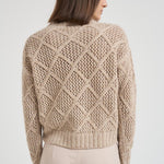 Maglia donna a rombi beige ELLADE 001 MAX MARA STUDIO