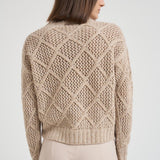 Maglia donna a rombi beige ELLADE 001 MAX MARA STUDIO