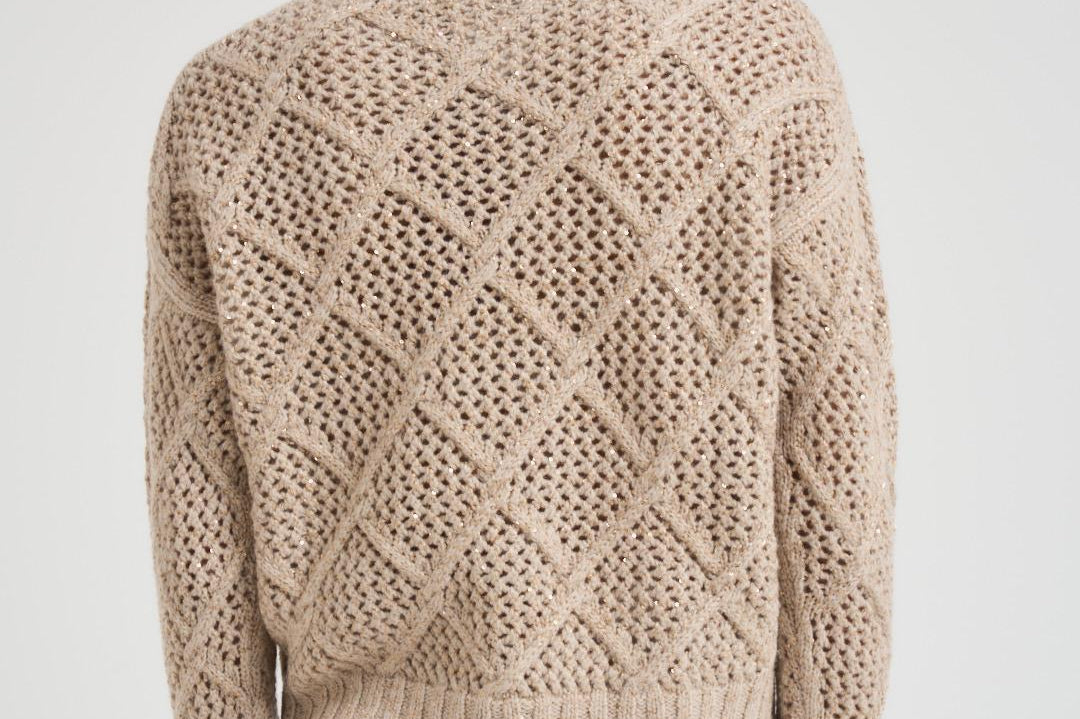 Maglia donna a rombi beige ELLADE 001 MAX MARA STUDIO