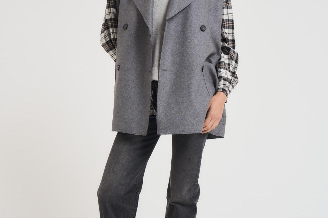 Gilet donna in panno cashmere grigio N42 X92 LIVIANA CONTI