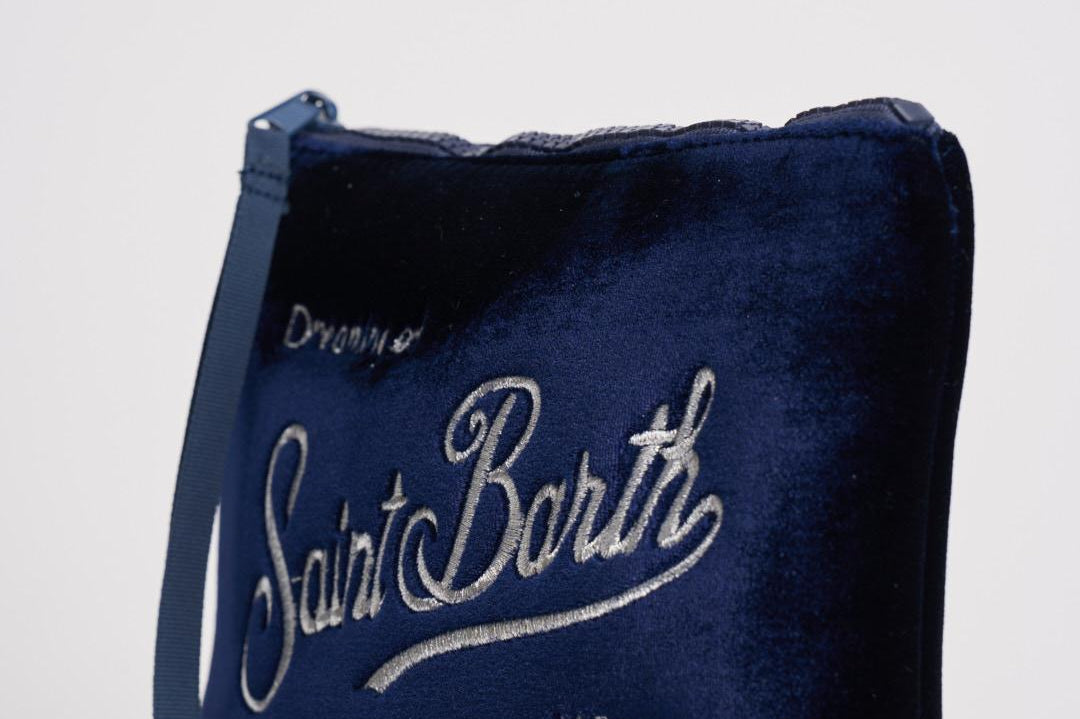 Pochette donna Aline blu in velluto e strass ALINE VELVET61 MC2 SAINT BARTH