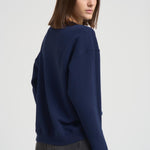 Felpa girocollo donna in cotone blu 211943006 002 RALPH LAUREN
