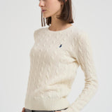 Maglia donna girocollo a treccia panna 211971865 001 RALPH LAUREN