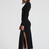 Abito donna lungo con spacco nero D550909 LIME013NERO P.a.r.o.s.h.
