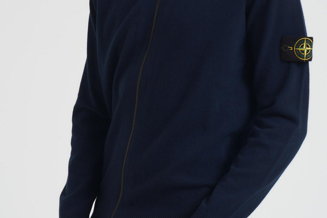 Cardigan uomo con zip blu 5100044 S00B4V0020 STONE ISLAND