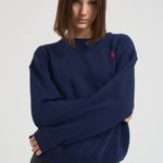 Felpa girocollo donna in cotone blu 211943006 002 RALPH LAUREN
