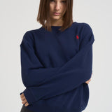 Felpa girocollo donna in cotone blu 211943006 002 RALPH LAUREN