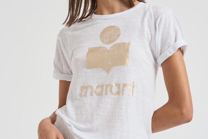 T-shirt donna Koldi bianca logo oro TS0004FA A1N10EWHLG MARANT ETOILE