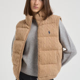 Gilet donna trapuntato in lana cammello 211966120 002 RALPH LAUREN