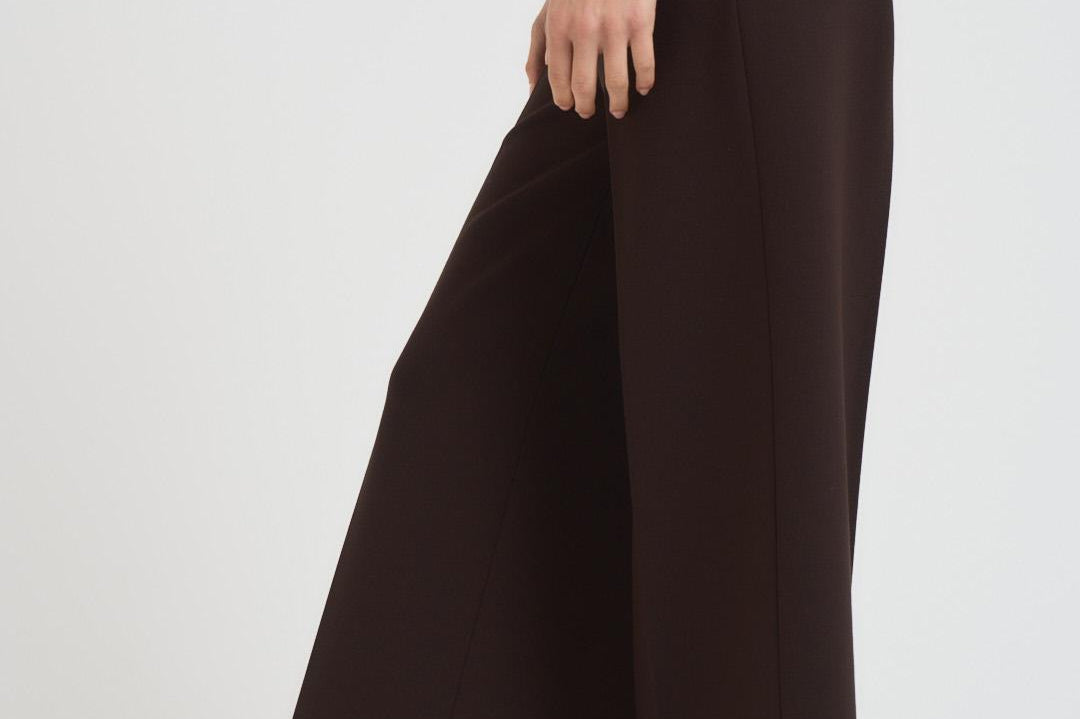 Pantalone donna a palazzo marrone L5WI53 W18 LIVIANA CONTI