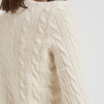 Maglia donna girocollo a treccia panna 211971865 001 RALPH LAUREN