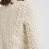 Maglia donna girocollo a treccia panna 211971865 001 RALPH LAUREN