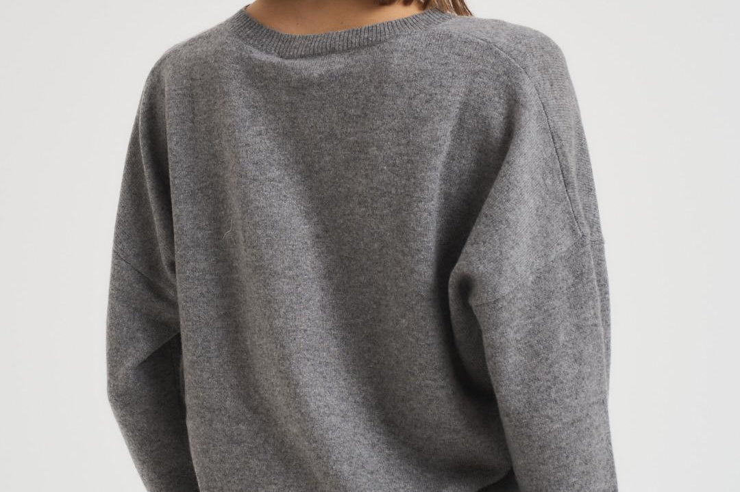 Maglia donna girocollo grigio KAIRA DARKHEATHERWAY ABSOLUT CASHMERE.