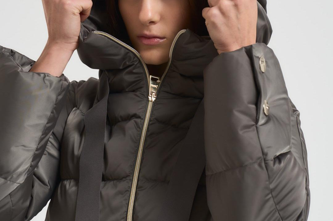 Piumino donna lungo antracite PI1304D 9480 HERNO