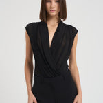 Body donna in jersey di viscosa nero VALLE 003 MAX MARA STUDIO