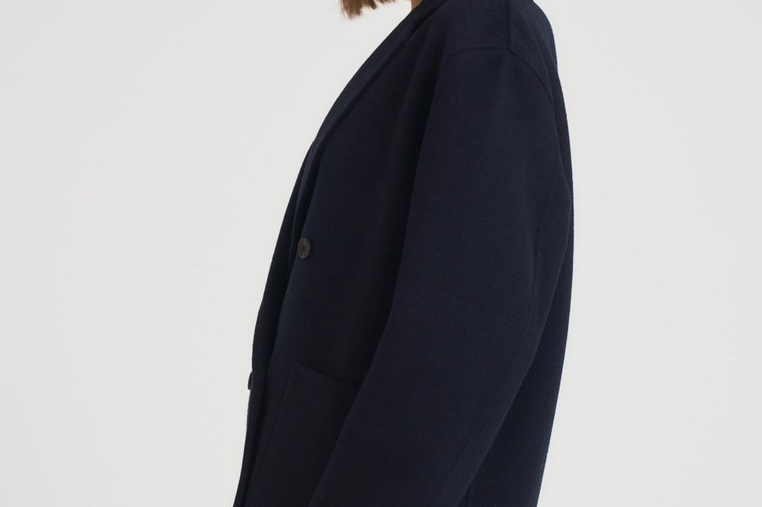 Cappotto donna corto doppiopetto blu notte MERYL NAVY BLUE ACCADEMIE TESSILI