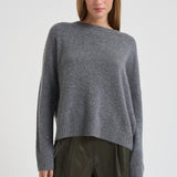 Maglione donna girocollo grigio AMELIE 1300FLANELLE KUJTEN
