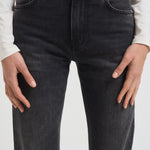 Jeans donna gamba dritta in denim nero STAR BLACKWASH HAIKURE
