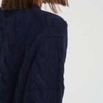 Maglia donna girocollo a treccia blu 211A91216 003 RALPH LAUREN