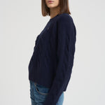 Maglia donna girocollo a treccia blu 211A91216 003 RALPH LAUREN