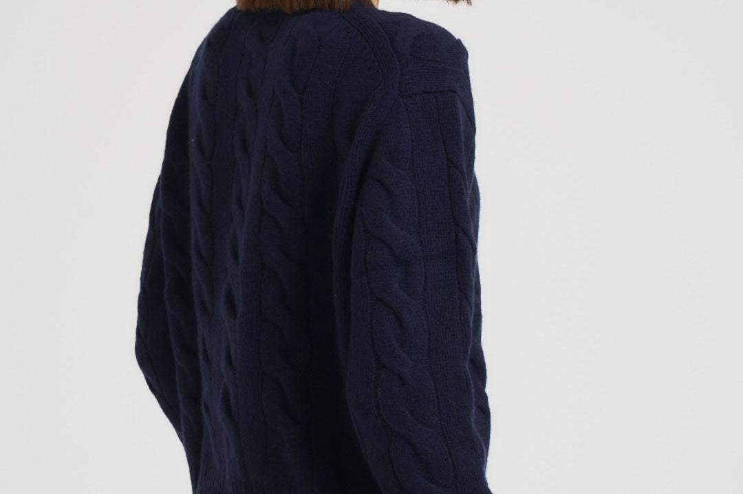 Maglia donna girocollo a treccia blu 211A91216 003 RALPH LAUREN