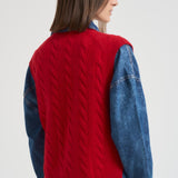 Gilet donna a treccia rosso 211949994 004 RALPH LAUREN