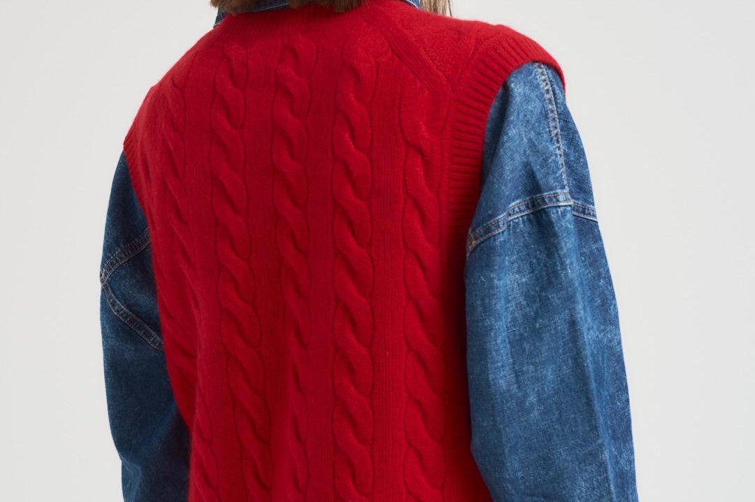 Gilet donna a treccia rosso 211949994 004 RALPH LAUREN