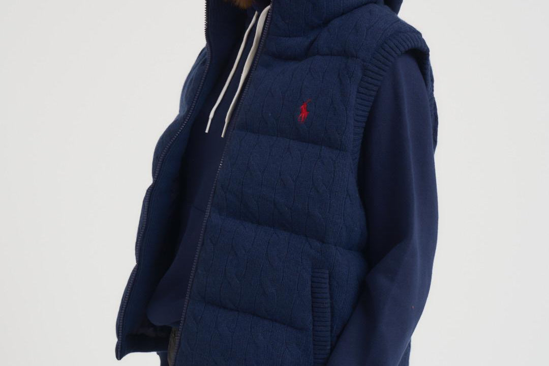 Gilet donna trapuntato in lana blu notte 211966120 500 RALPH LAUREN