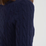 Maglia donna girocollo a treccia blu notte 211971865 003 RALPH LAUREN