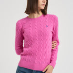 Maglia donna girocollo a treccia rosa 211971865 008 RALPH LAUREN