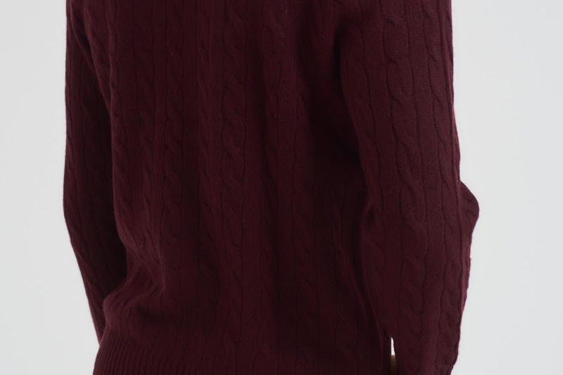 Maglia uomo a treccia bordeaux 710876762 011 RALPH LAUREN
