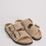 Sandalo arizona in shearling e camoscio donna 1028293 TAUPE BIRKENSTOCK