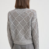 Maglia donna a rombi grigio chiaro ELLADE 002 MAX MARA STUDIO