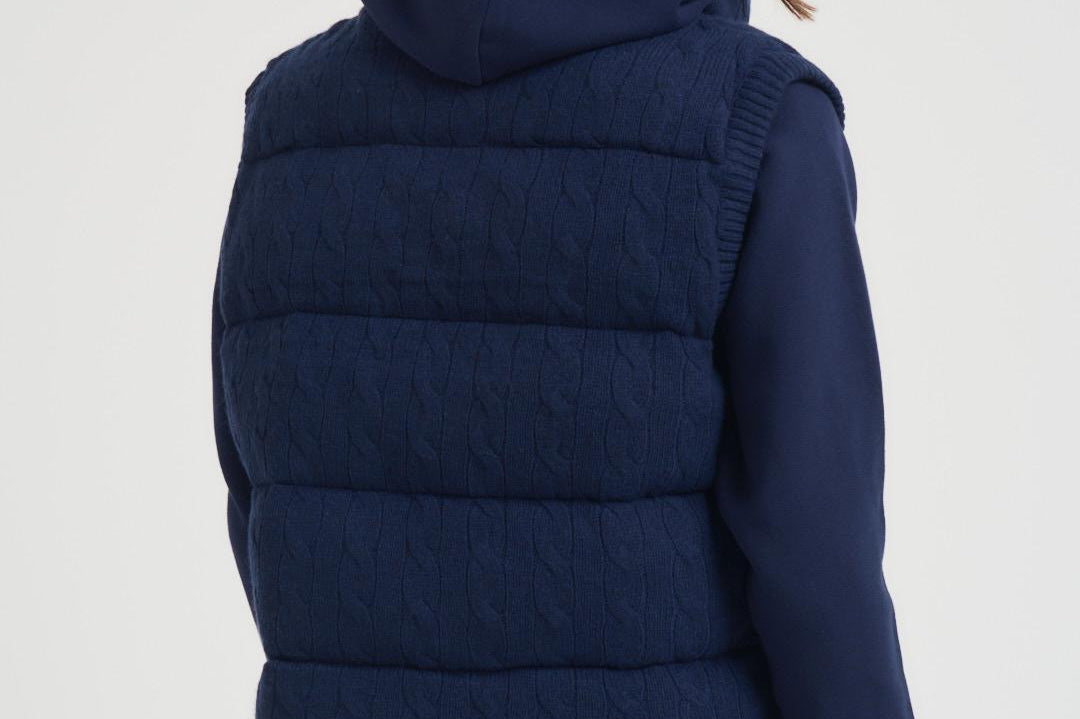 Gilet donna trapuntato in lana blu notte 211966120 500 RALPH LAUREN