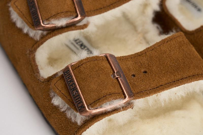 Sandalo arizona in shearling e camoscio donna 1001135 MINK BIRKENSTOCK