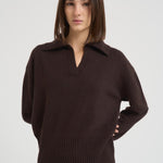 Polo donna in maglia cioccolato L5WC76 W18 LIVIANA CONTI