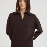 Polo donna in maglia cioccolato L5WC76 W18 LIVIANA CONTI